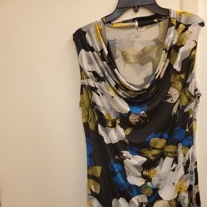 Worthington floral mock neck print blouse